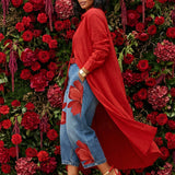 AMALIA | Casual Jeans with Red Artistic Print
