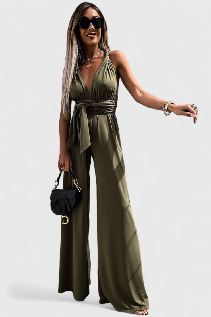 Ivana Wide-Leg Jumpsuit with Crossed Back