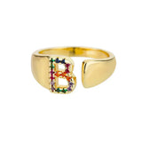 B - Gold Initial Ring in Stainless Steel