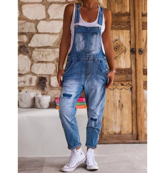 Claudia™ | Denim Jumpsuit with Straps