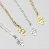 Amira – Gold Necklace with Cactus Pendant