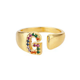 G - Gold stainless steel ring with initial letter