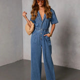 Mónica™ | Denim Jumpsuit with V-Neck