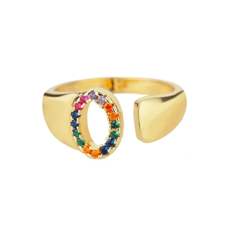 O - Gold stainless steel ring with initials