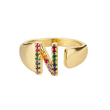 N - Gold stainless steel ring with initials