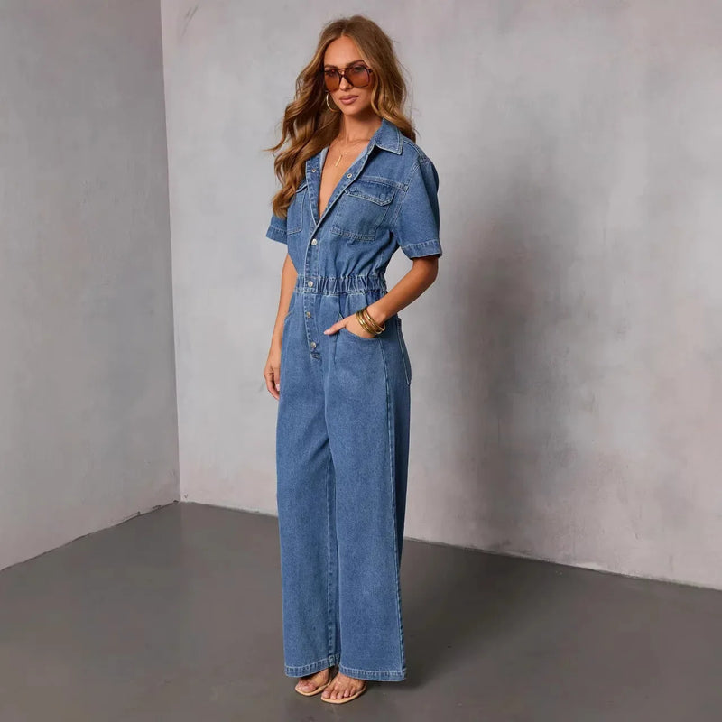 Mónica™ | Denim Jumpsuit with V-Neck