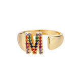 M - Gold stainless steel ring with initial letter