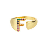 Initial 'F' Ring in Gold Stainless Steel