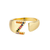 Gold stainless steel ring with initial letter 'Z'