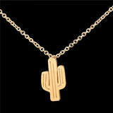 Amira – Gold Necklace with Cactus Pendant