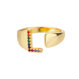 L - Gold stainless steel ring with initial