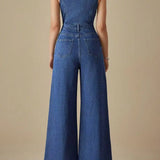Celia™ | Denim Jumpsuit with U Neckline