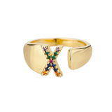 Gold Stainless Steel Initial Ring - Model X