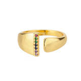 I - Gold Initial Ring in Stainless Steel
