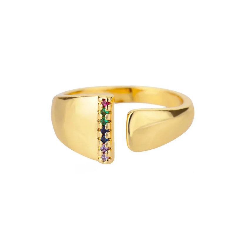 I - Gold Initial Ring in Stainless Steel