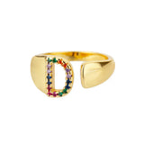 Gold stainless steel ring with initial letters