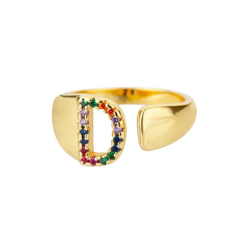 Gold stainless steel ring with initial letters