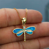 Gold Butterfly Shaped Necklace with Opal