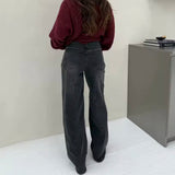 High-waisted straight jeans