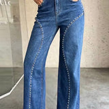 High-waisted straight jeans