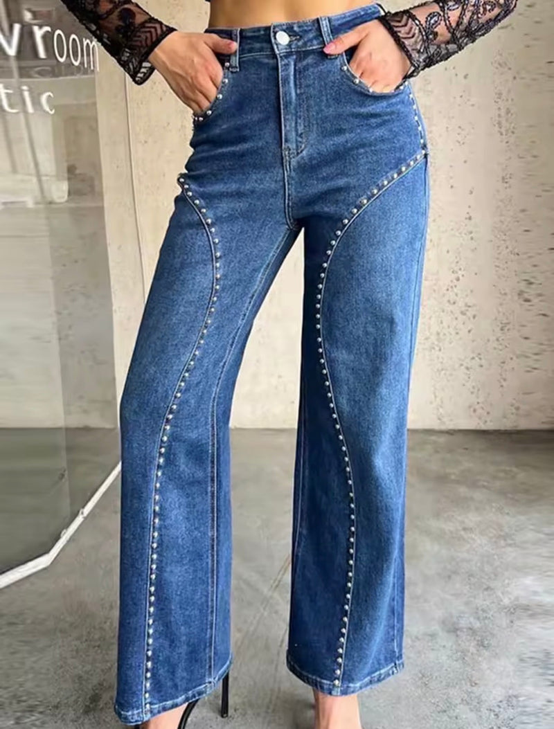 High-waisted straight jeans