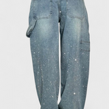 Dariya Cargo Balloon Jeans with Shine and Beaded Applications