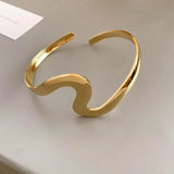 Classic Open Bracelet with Golden Wave