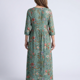 Marina™ | Floral maxi dress with V-neck and three-quarter sleeves