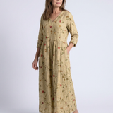 Marina™ | Floral maxi dress with V-neck and three-quarter sleeves