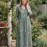 Marina™ | Floral maxi dress with V-neck and three-quarter sleeves