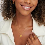 Leona – Double gold necklace with round pendant