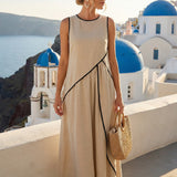 Flowy long dress with structured detail
