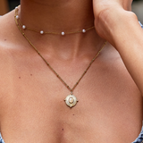 Annika – Delicate Gold Chain with Square Pendant.