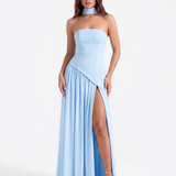 Strapless Long Dress with Slit