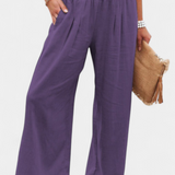 Alexia Cotton and Linen Pants with Fluid Cut and Natural Elegance