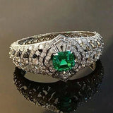 DENISE | Art Deco Emerald Ring in White Gold