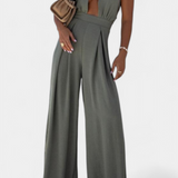 Jessica Mono Halter Crossback with Open Back and Wide Leg