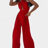 Jessica Mono Halter Crossback with Open Back and Wide Leg