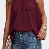 Adela | Leopard Print Sleeveless Top with High Neck and Bow
