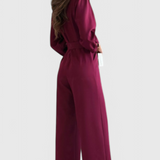 Ariane Wide-Leg Jumpsuit with V-Neck and Waist Tie