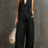 MAR | 2-Piece Cotton and Linen Set with Vest and Pants