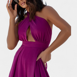 Jessica Mono Halter Crossback with Open Back and Wide Leg