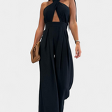 Jessica Mono Halter Crossback with Open Back and Wide Leg