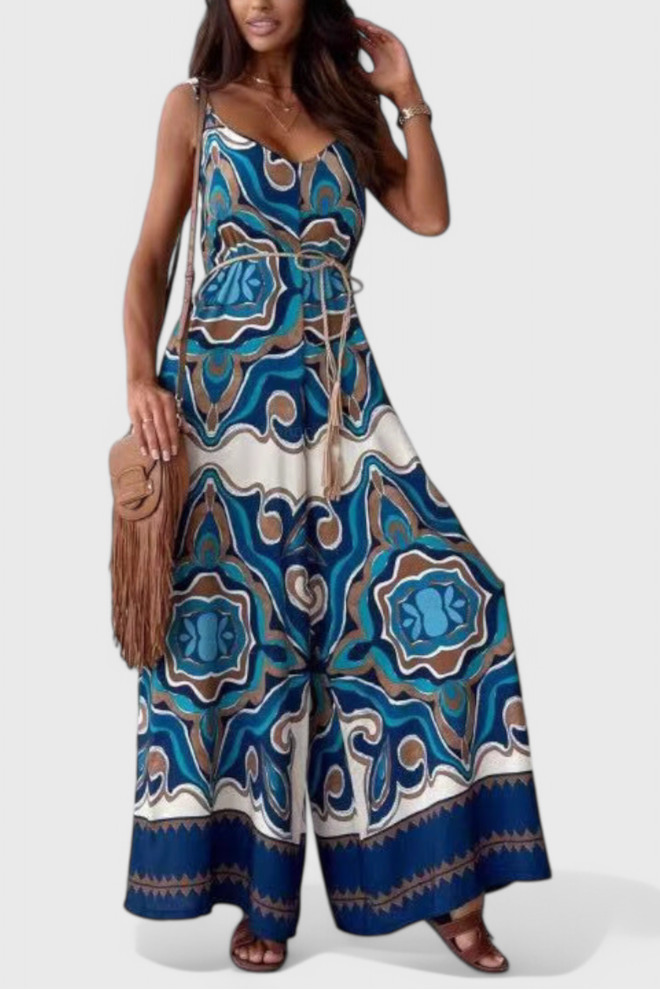 Gabriella Wide Leg Jumpsuit with Bold Print