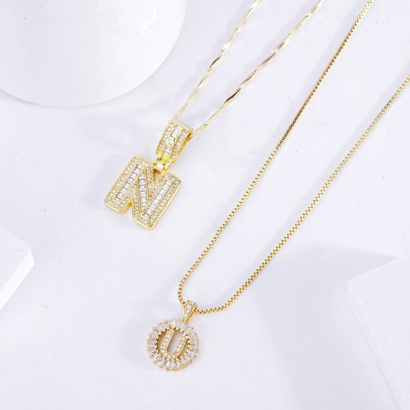 PRINCESS | Initial Letter Pavé Necklace Gold