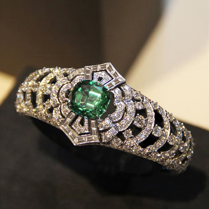 DENISE | Art Deco Emerald Ring in White Gold