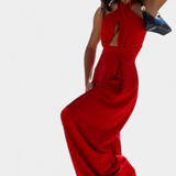 Jessica Mono Halter Crossback with Open Back and Wide Leg