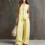 MAR | 2-Piece Cotton and Linen Set with Vest and Pants