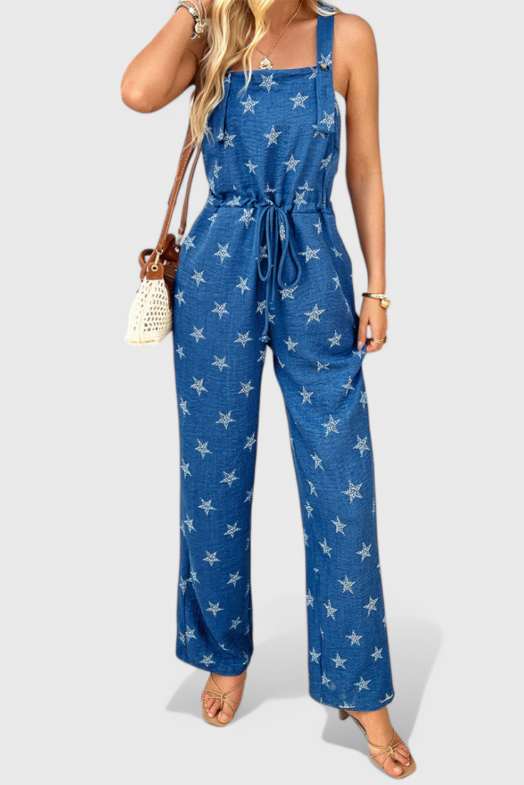 Bianca Relaxed Long Jumpsuit with Star Print