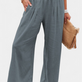 Alexia Cotton and Linen Pants with Fluid Cut and Natural Elegance